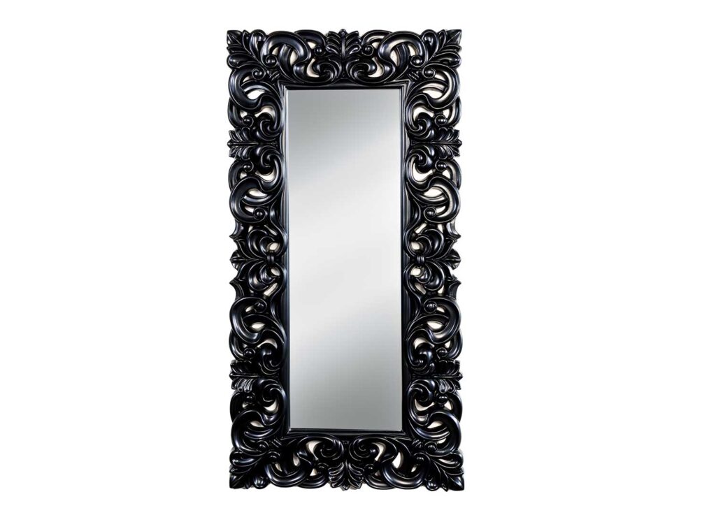 Grand Miroir Rectangulaire Baroque En R Sine Noir