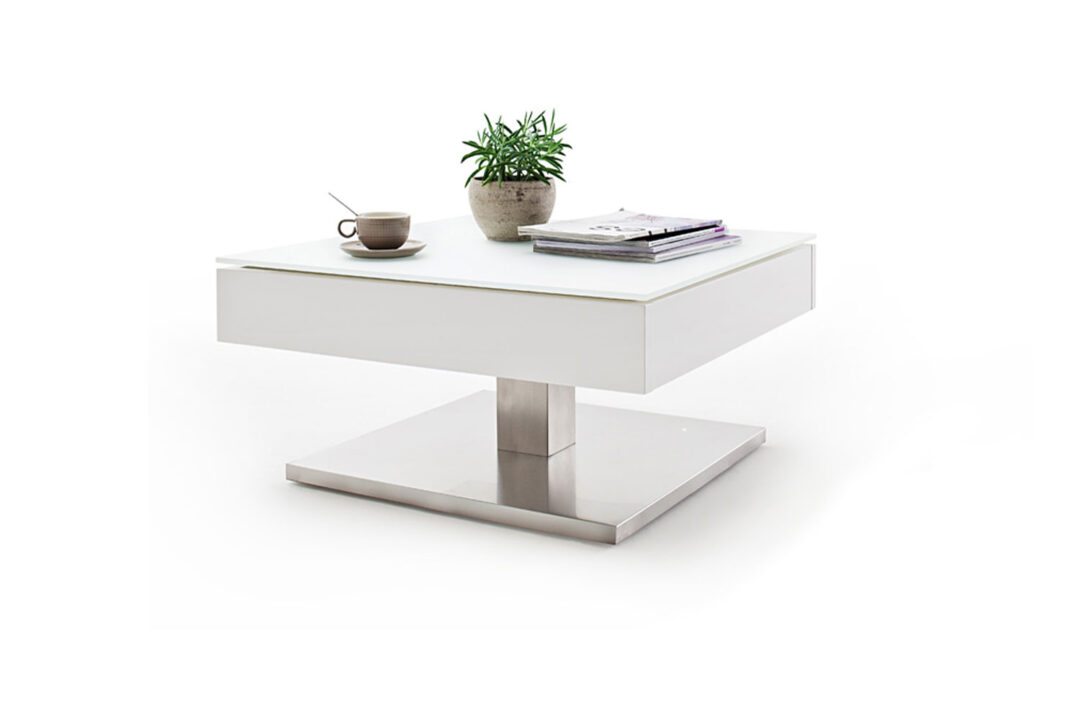 Table basse plateau en verre blanc