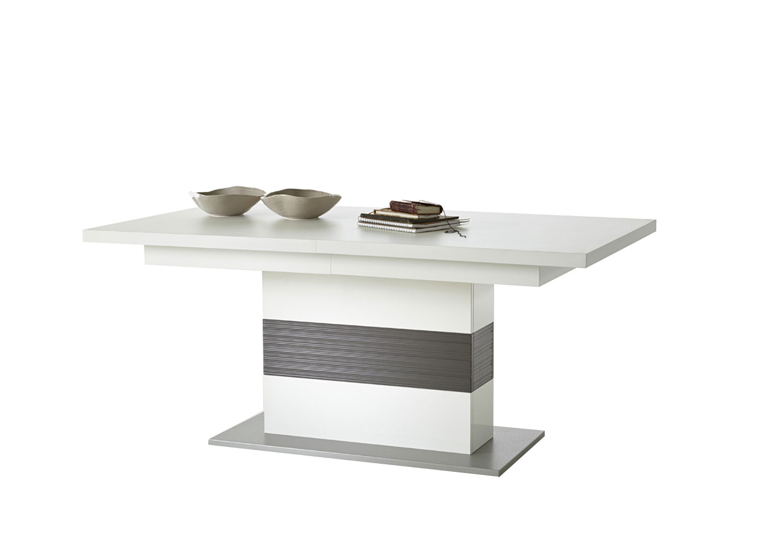 Table à manger extensible design grise et blanche