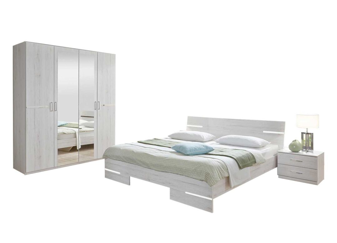 Ensemble de chambre adulte décor chêne blanc