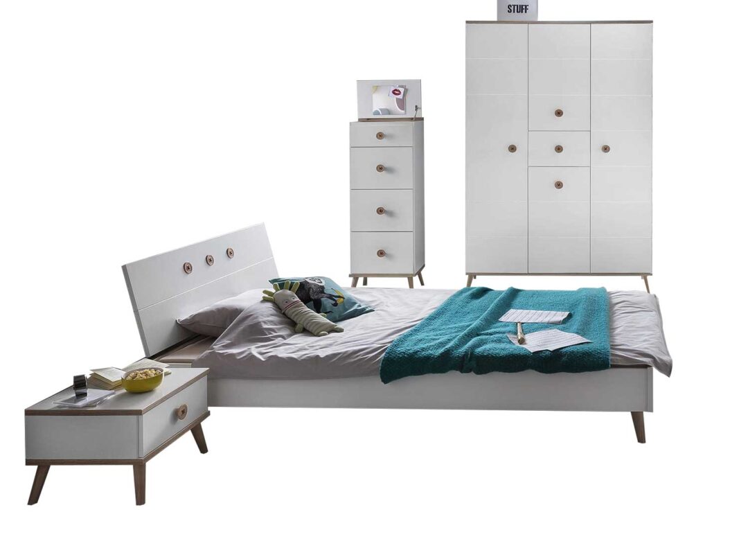 chambre d'adolescent bois et blanc style industriel