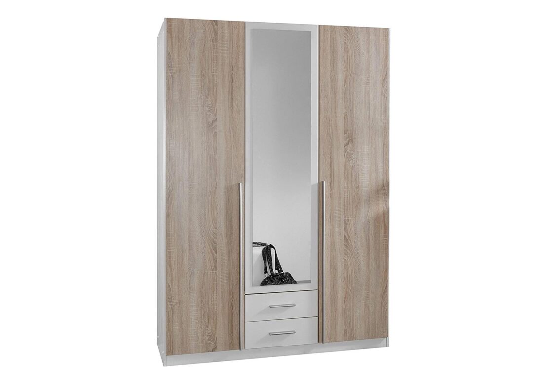 Armoire dressing pas cher avec miroir "blanche et chêne"