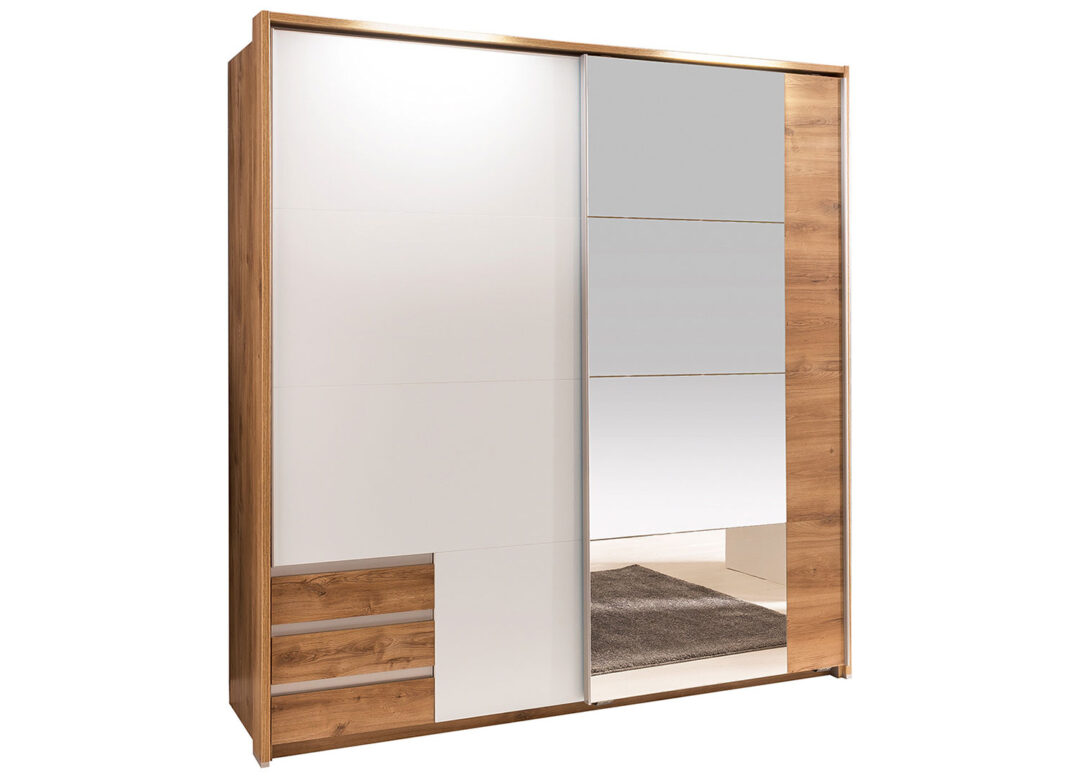 ARMOIRE MIROIR MODERNE BLANCHE ET BOIS