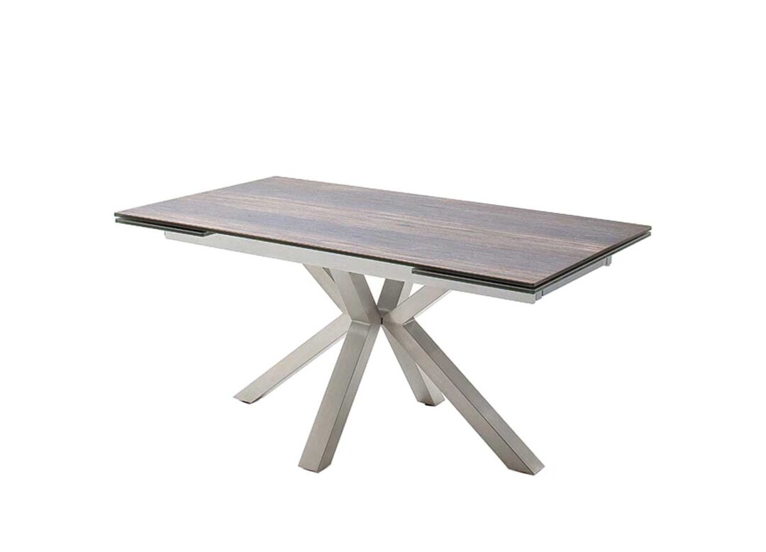 Table à manger extensible pieds métal brossé