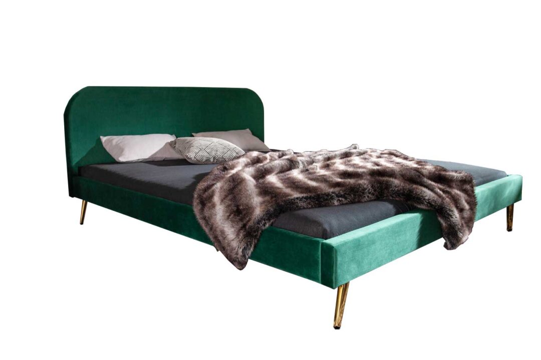 Lit double adulte en velours vert design