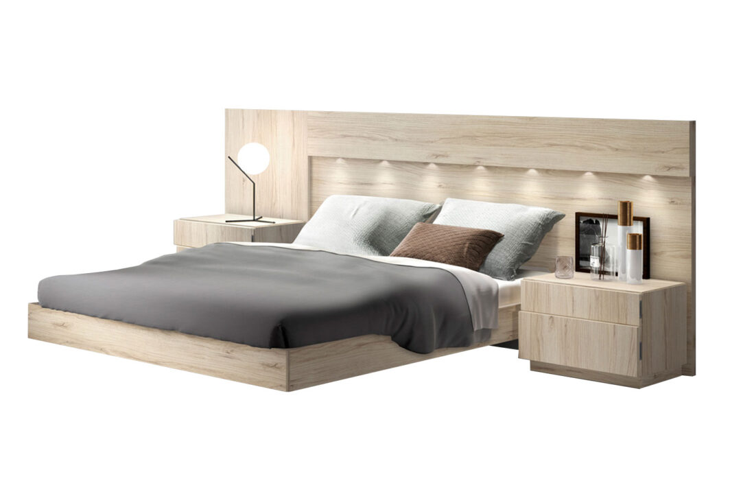 Lit double adulte en bois naturel design