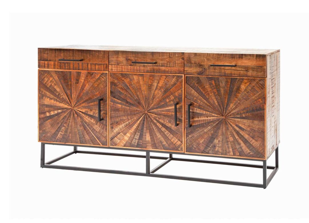 Meuble buffet marron en bois massif de manguier