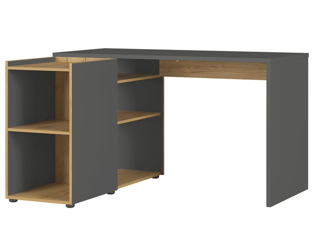 Bureau d'angle avec rangements gris foncé