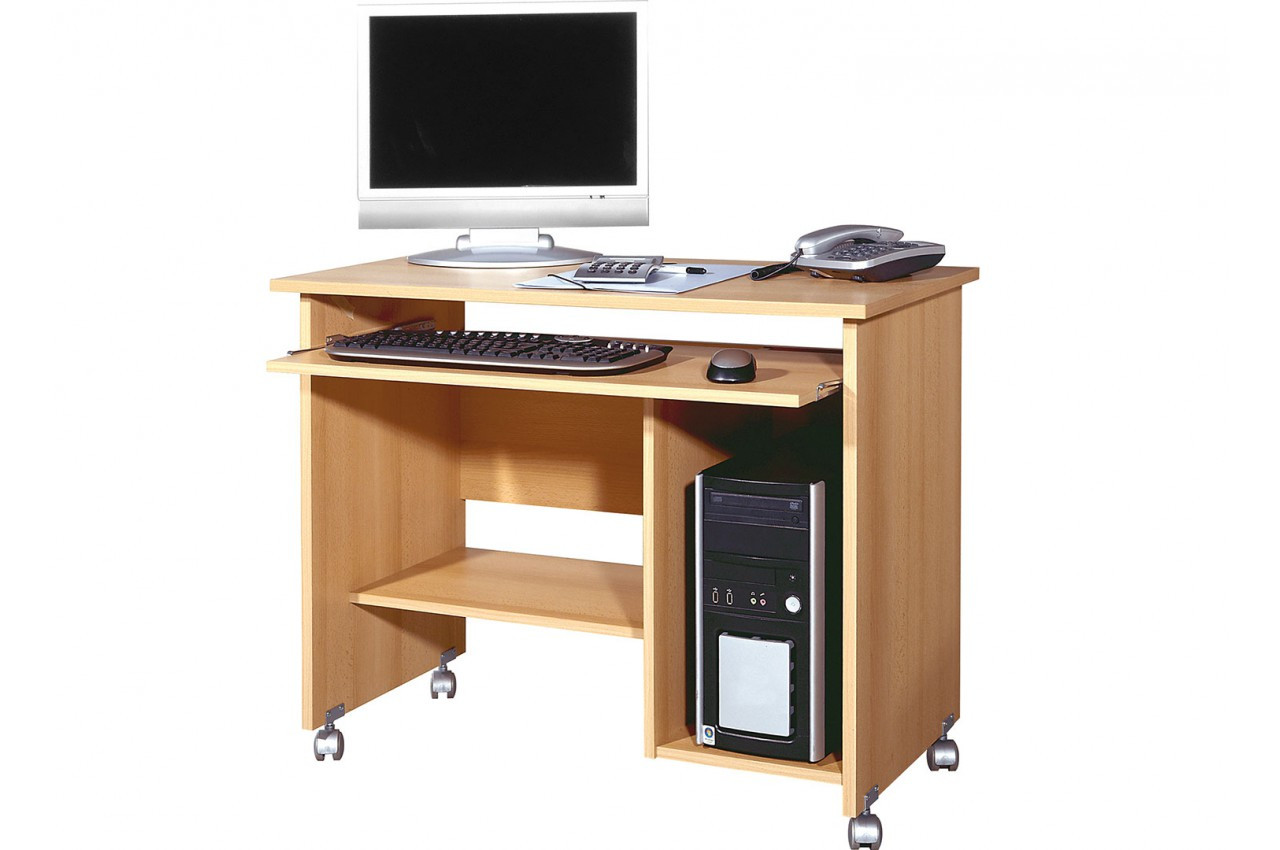 Bureau informatique pas cher avec rangement décor chêne navarra