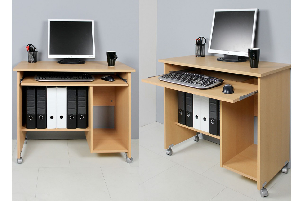 Bureau d'ordinateur compact avec rangement pas cher