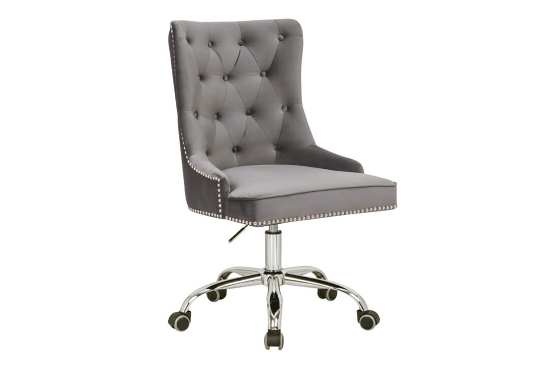 Chaise de bureau en velours gris