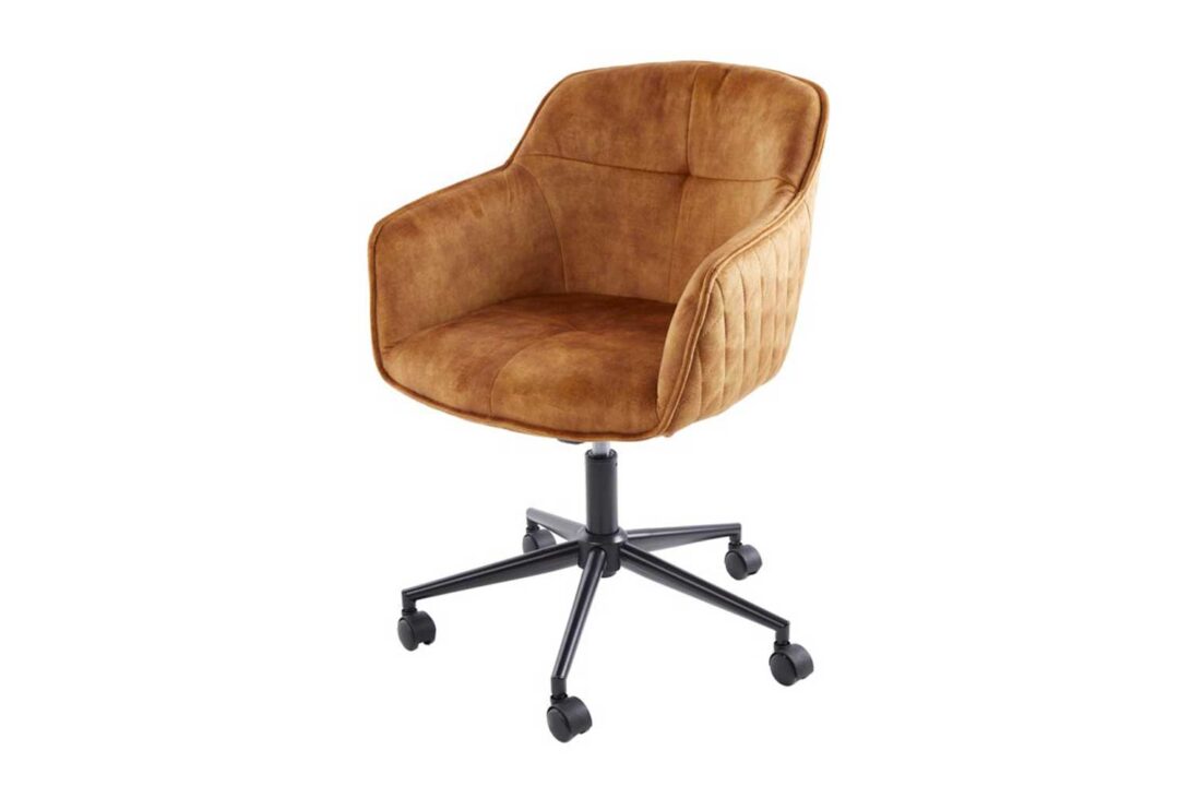 Fauteuil de bureau en velours jaune or