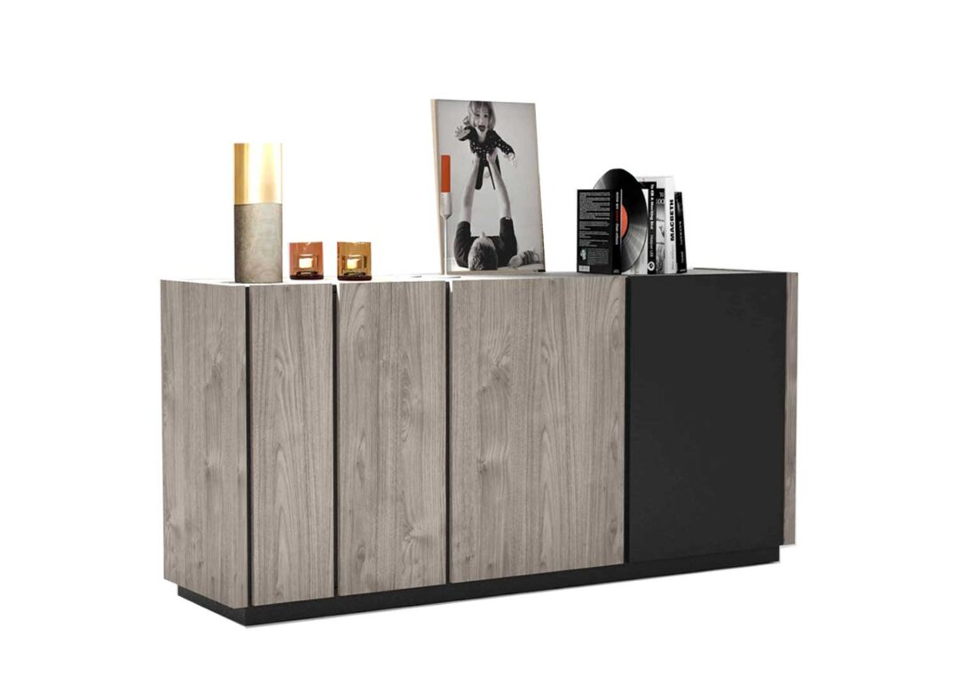 meuble buffet  portes moderne bois et noir mat