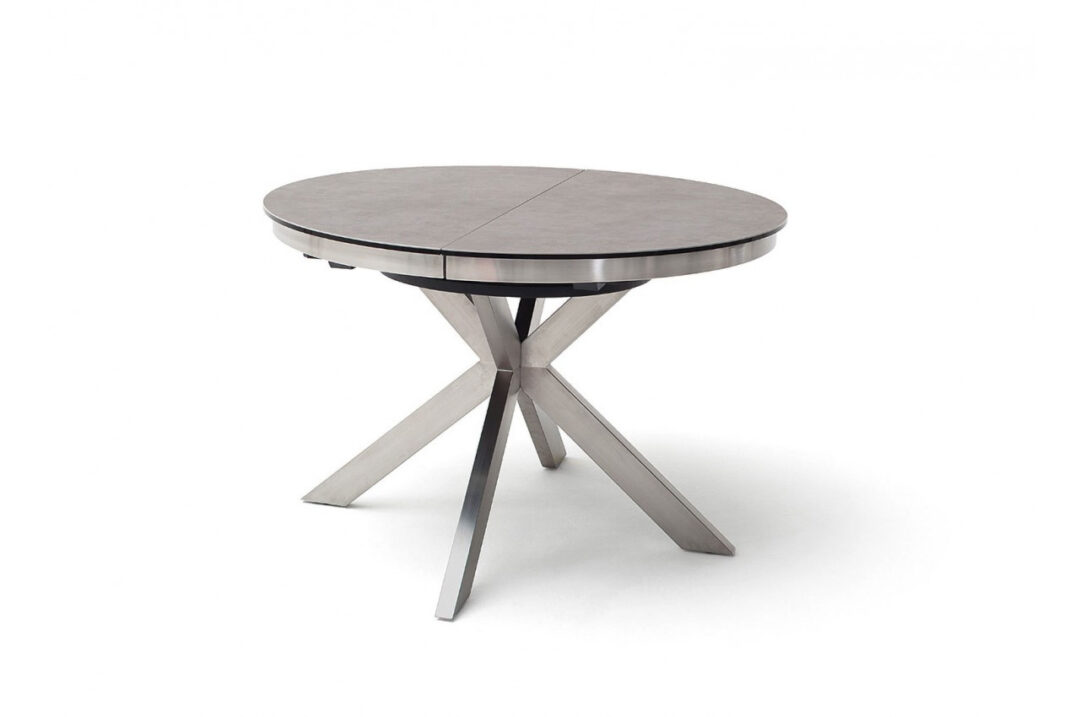 Table céramique foncée ronde extensible