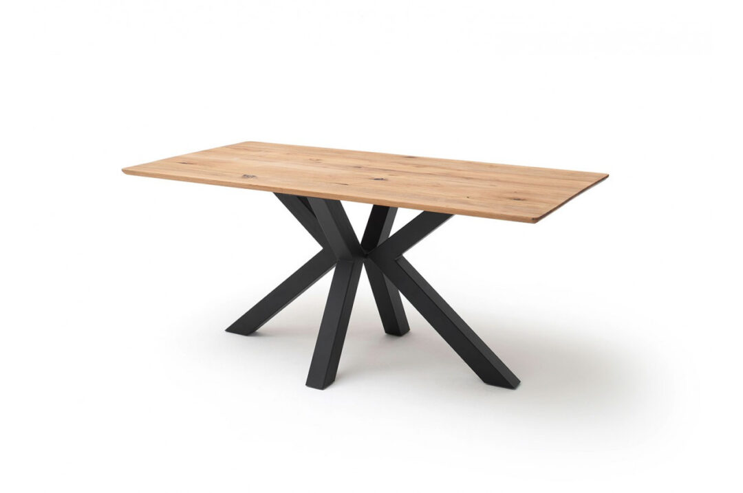 Table repas bois massif et métal noir contemporaine