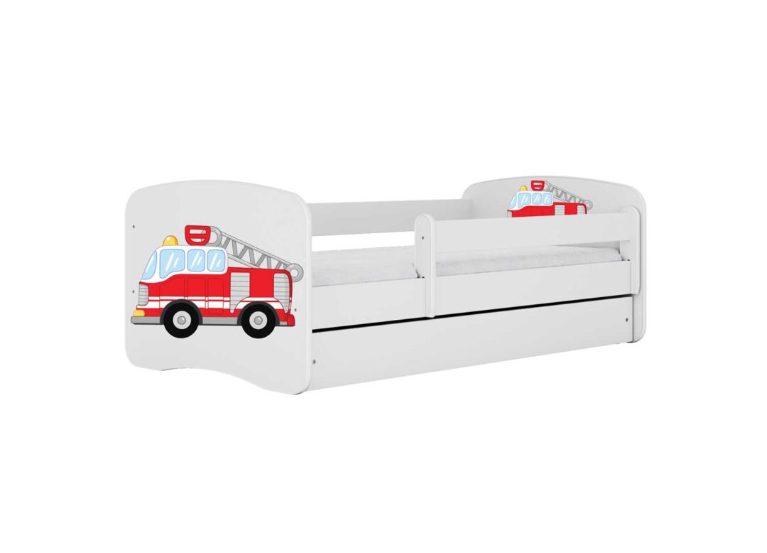 Lit enfant blanc camion de pompier