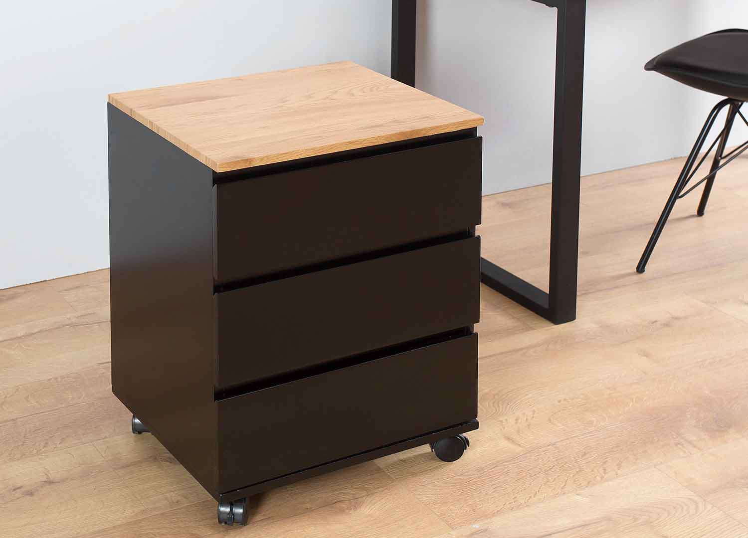 Bureau Bonila 120x60 cm avec un tiroir artisanal chêne / noir - Selsey