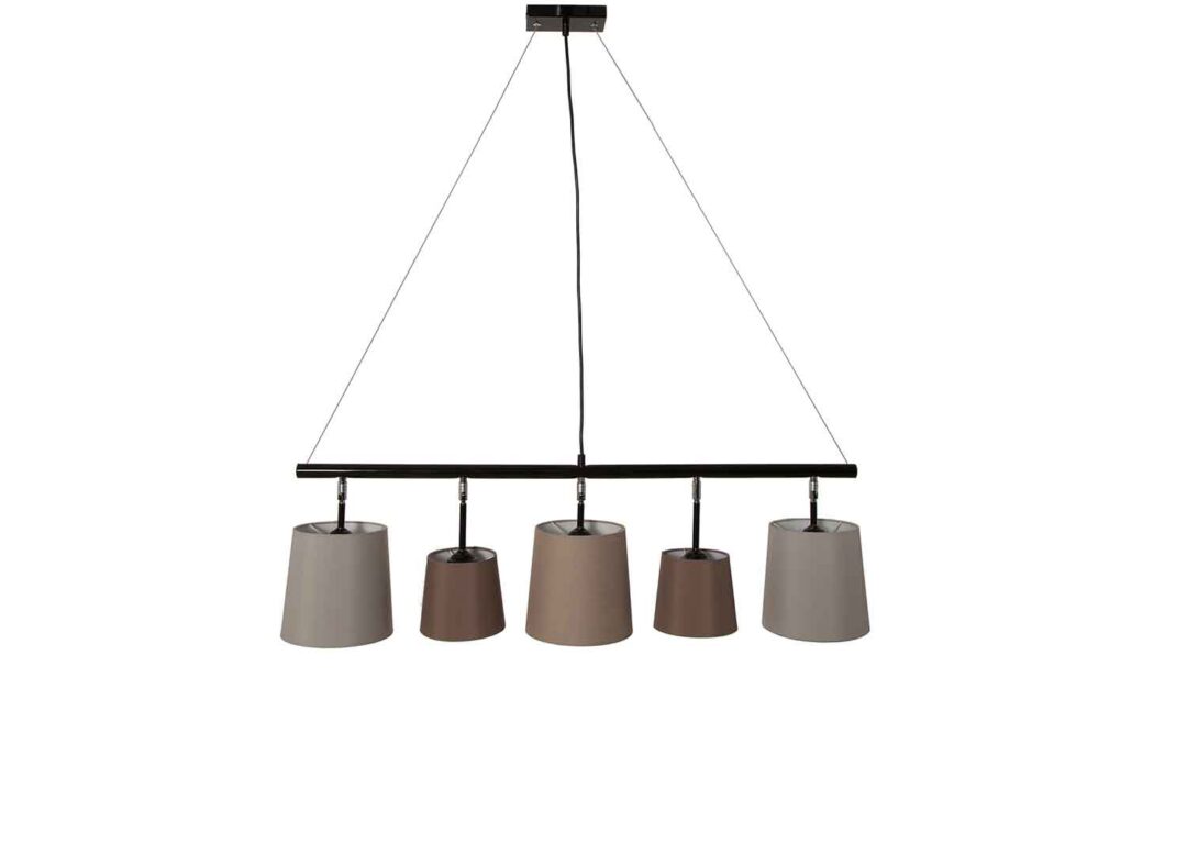 lampe à suspension avec abat jour en lin marron et beige