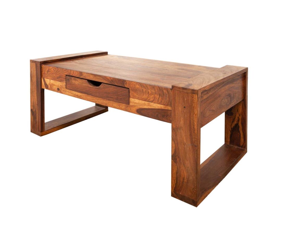 table basse 100 cm avec tiroir en bois massif