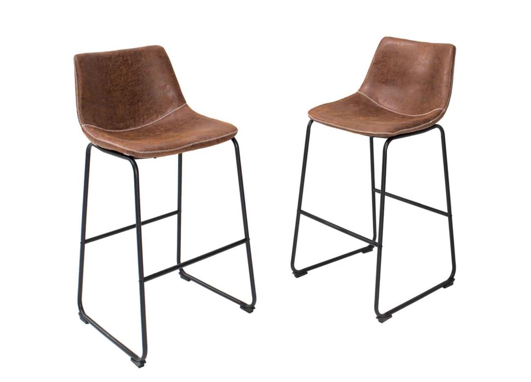 ensemble 2 tabourets de bar vintage marron