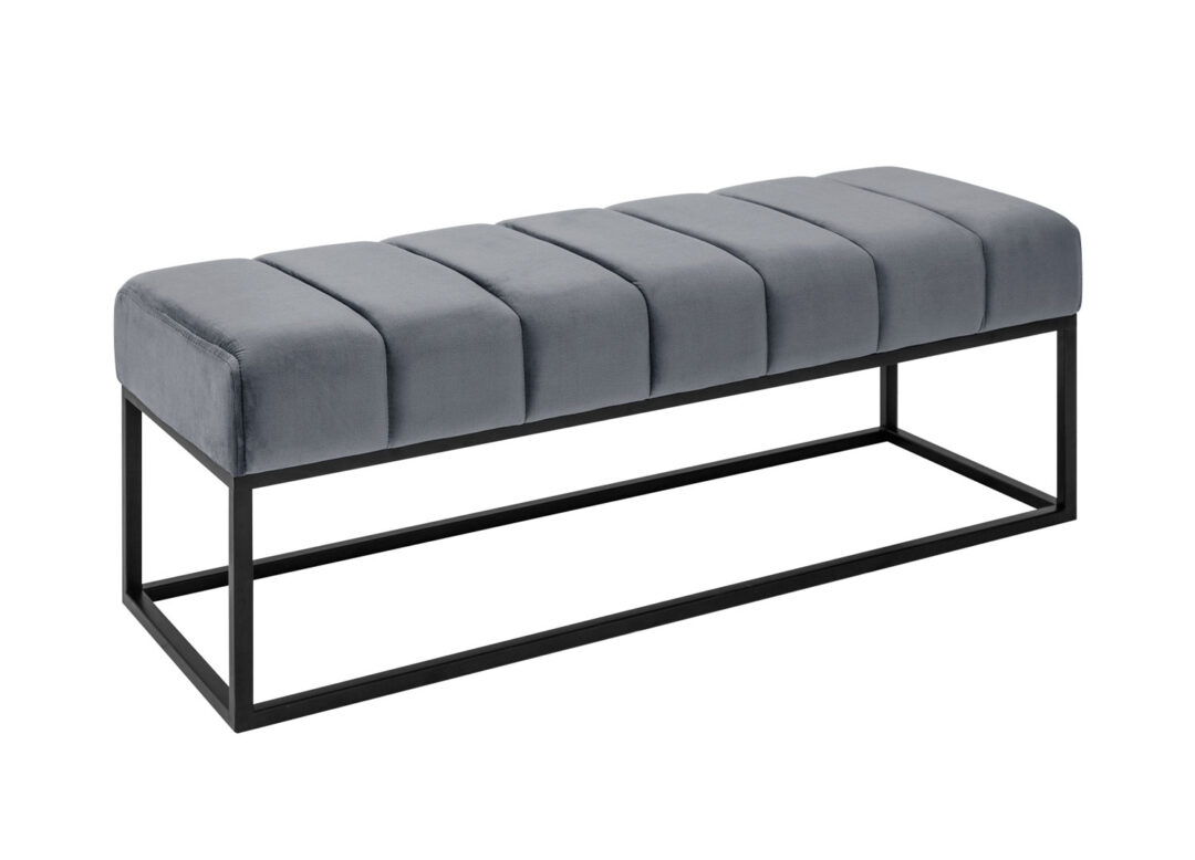 Banc d'entrée en velours gris