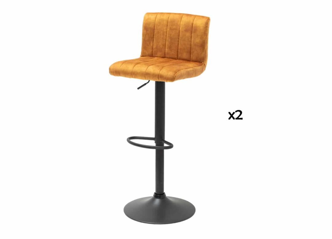 ensemble 2 tabourets de bar moderne pas cher en velours