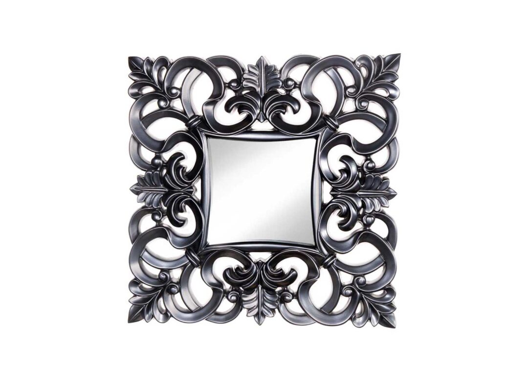 Miroir carré baroque noir