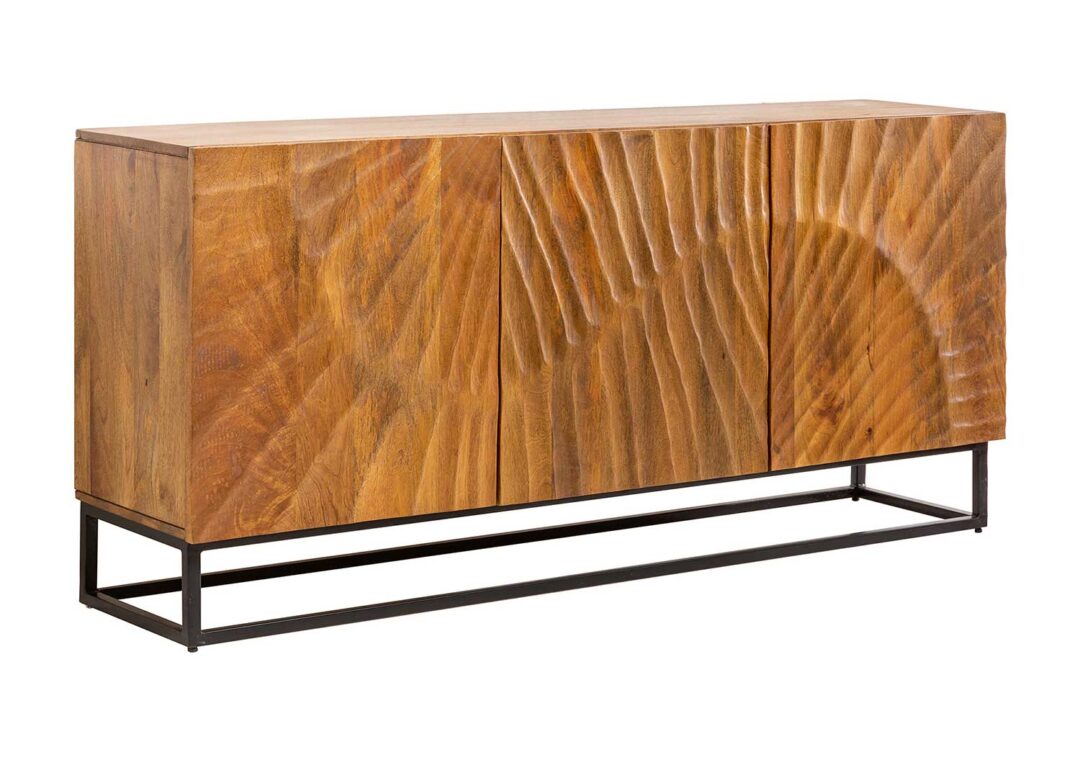 buffet 140 cm en bois de manguier avec façades sculptees