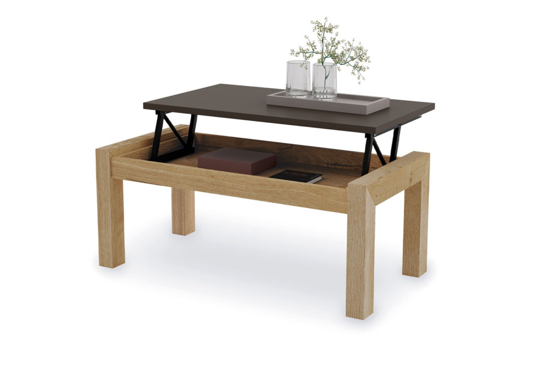 Table basse pied en bois avec plateau relevable