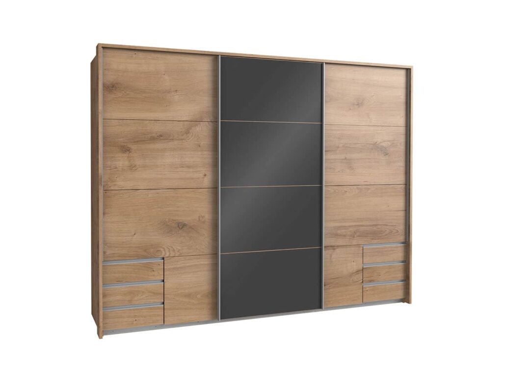 armoire dressing imitation chene et gris graphite