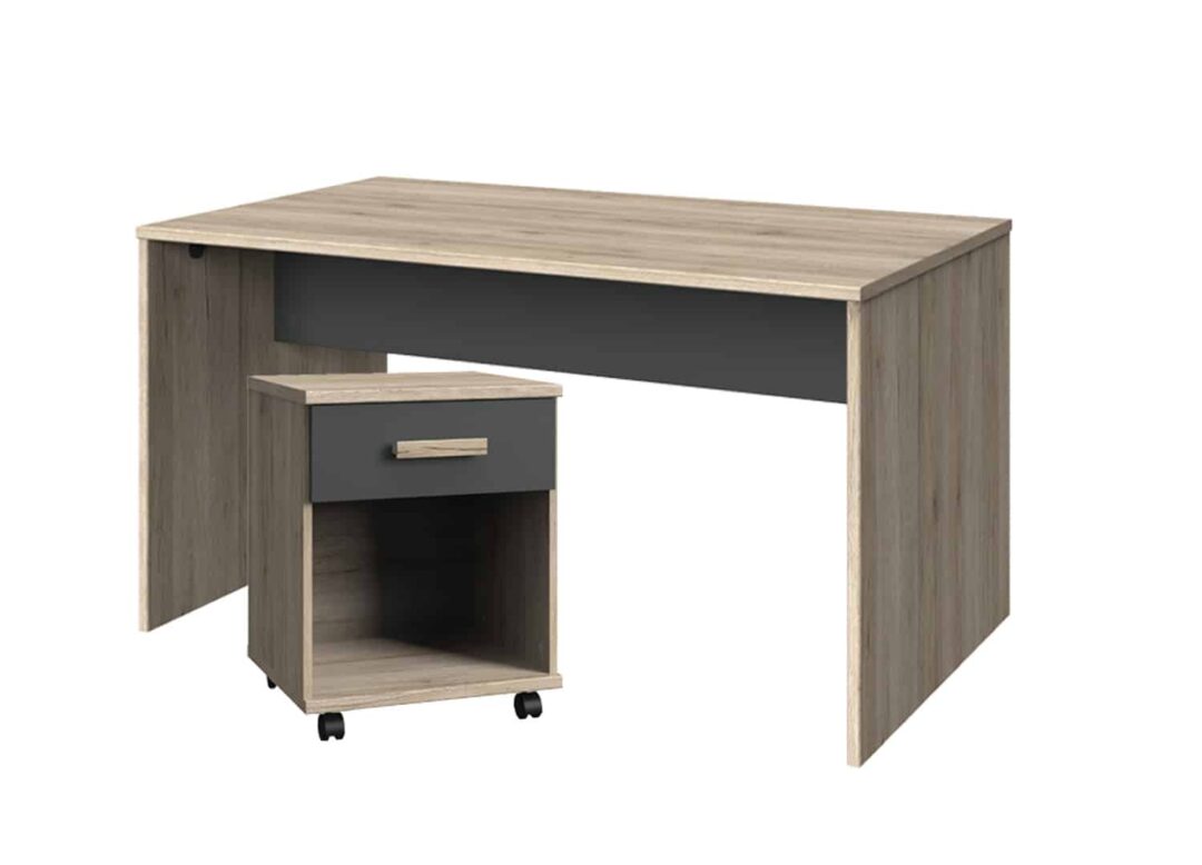 ensemble bureau et caisson aspect chene san remo et graphite