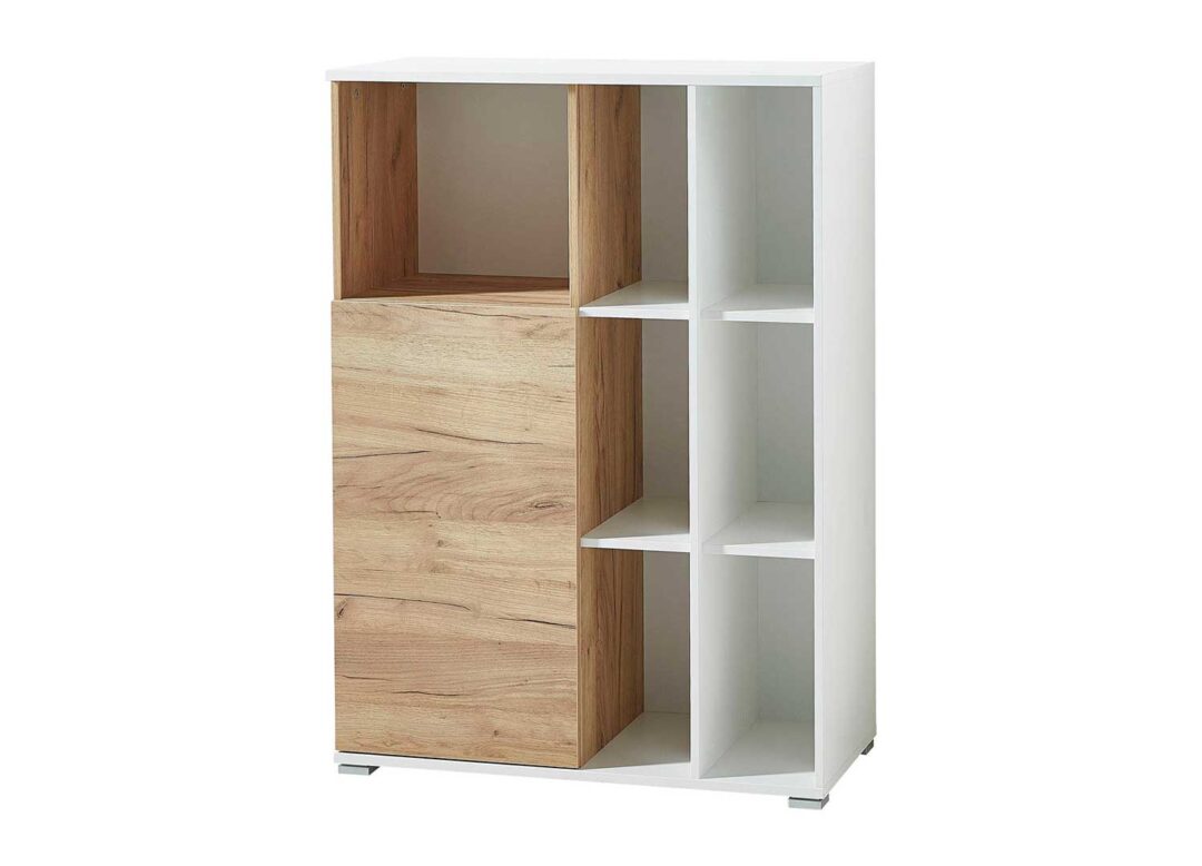 armoire de bureau pour dossier et classeur blanc et bois 85 cm