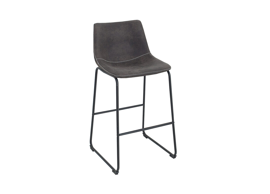 lot de 2 fauteuils de bar pas cher gris vintage et metal noir