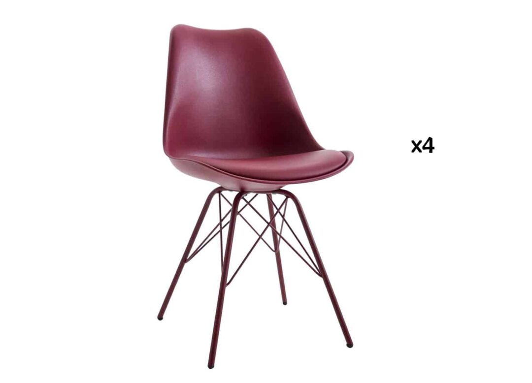 ensemble 4 chaises de salle a manger pas cher rouge bordeaux