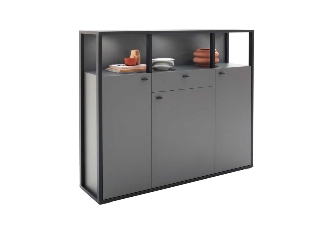 Meuble buffet haut gris anthracite et gris design