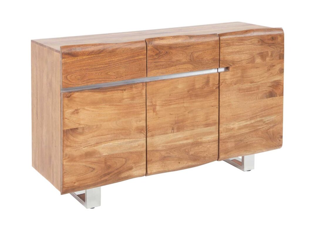 Meuble buffet en bois massif d'acacia avec 3 portes