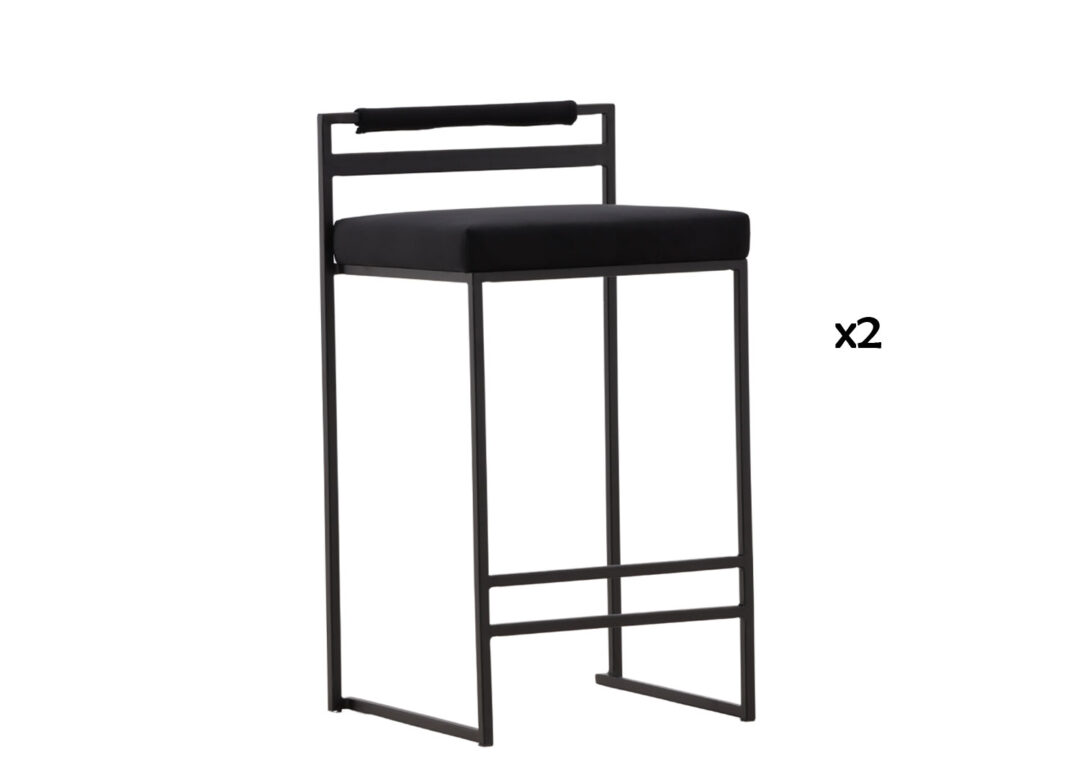 Lot de 2 tabourets de bar en velours noir