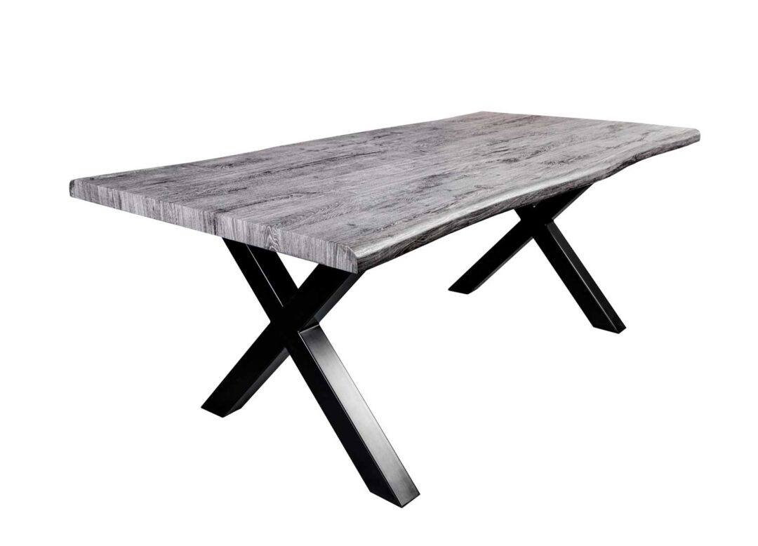 Table de repas rectangulaire aspect bois gris