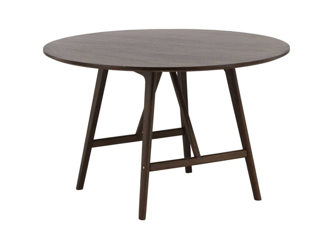 Table de repas ronde en bois marron foncé