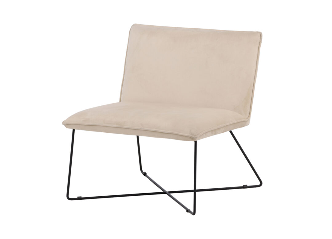 fauteuil de detente moderne style minimaliste velours beige et metal