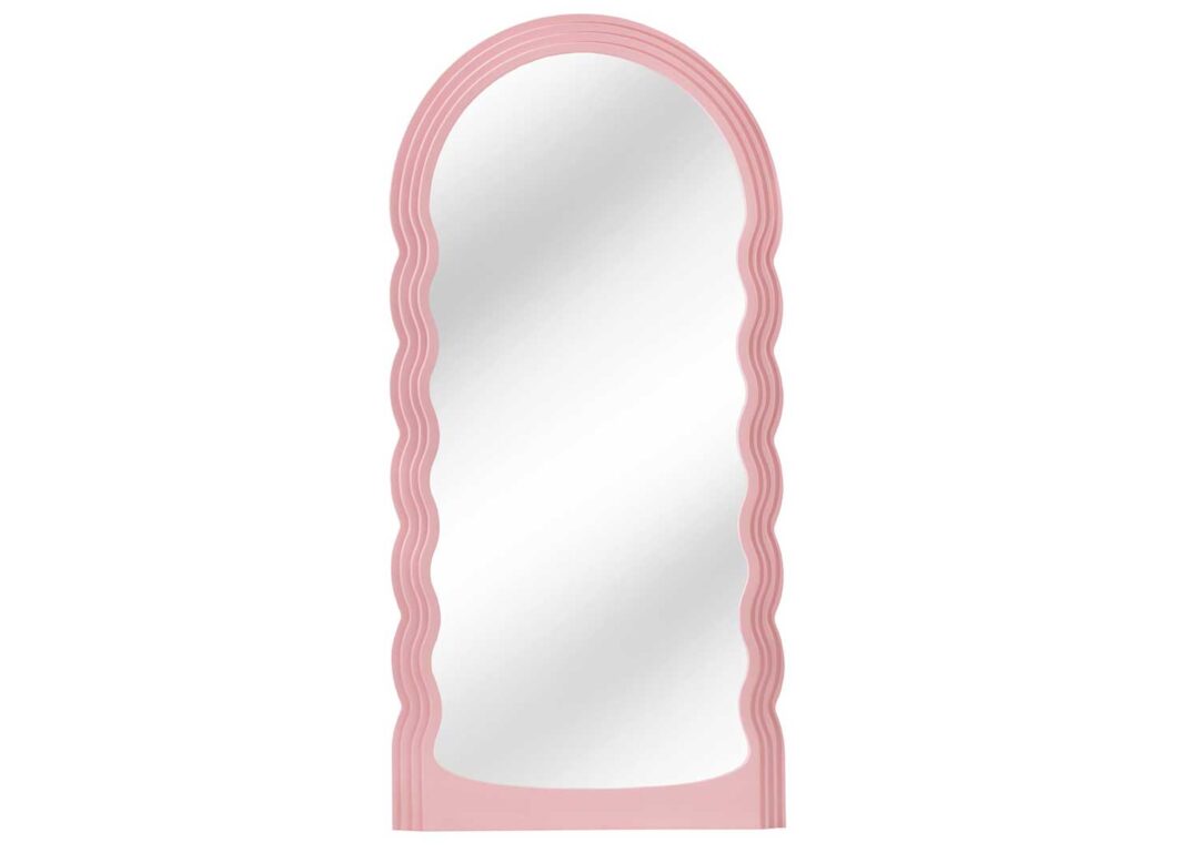 Miroir arche avec vagues de couleur rose