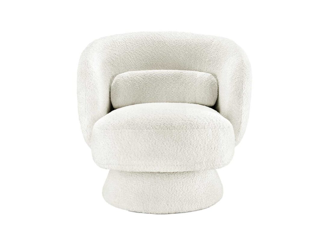 Fauteuil de salon en tissu bouclé blanc moderne