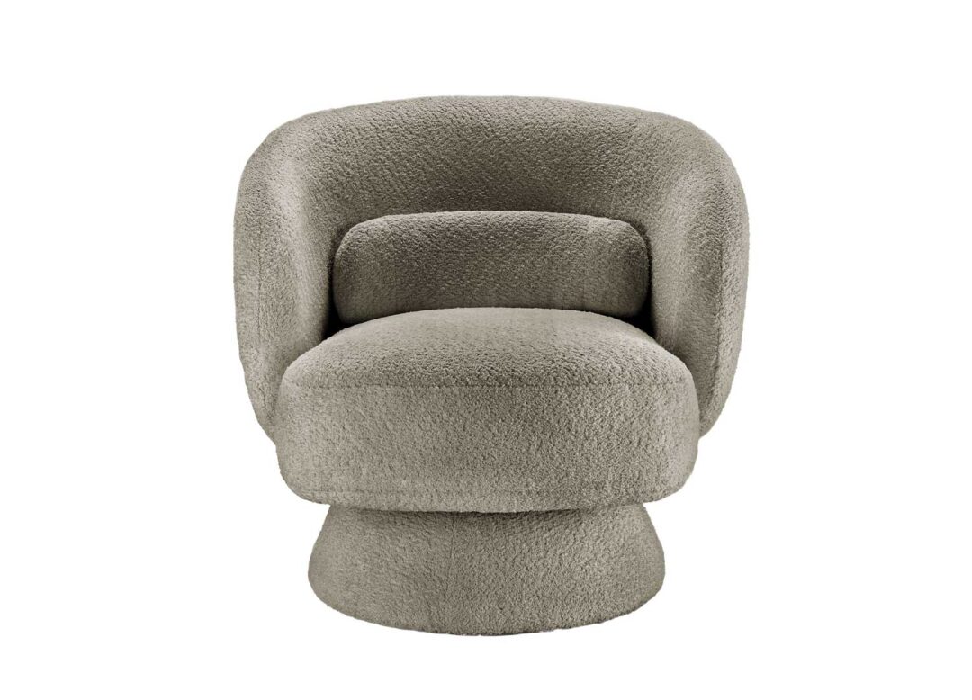 Fauteuil de salon en tissu bouclé taupe