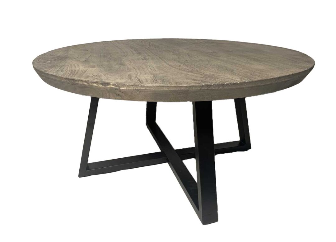 Table basse ronde bois foncé