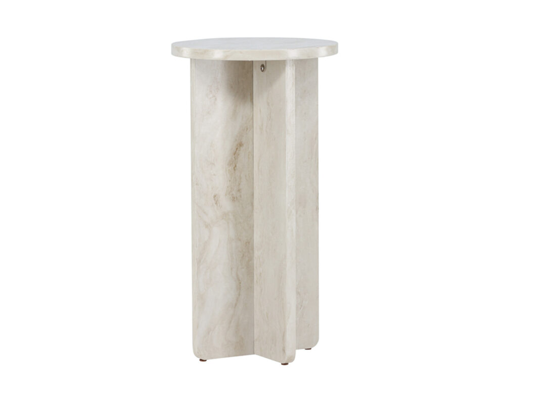 Bout de canapé aspect marbre beige moderne de 40cm