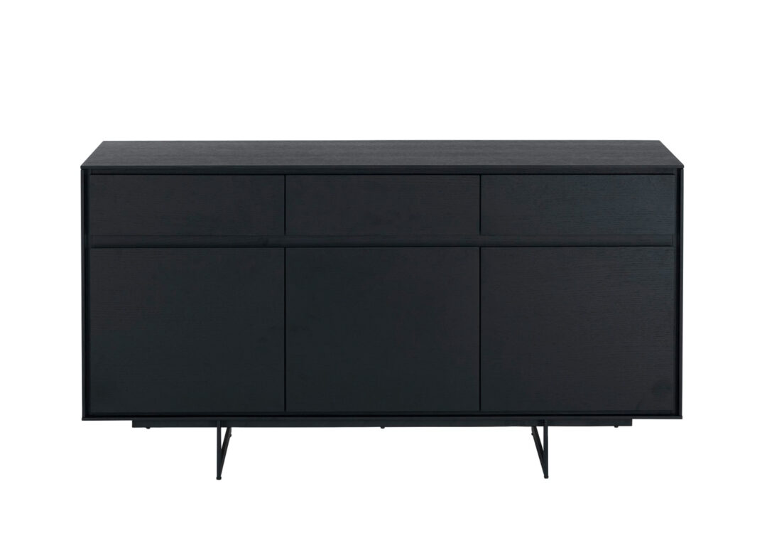 Buffet 3 portes aspect chêne noir design moderne