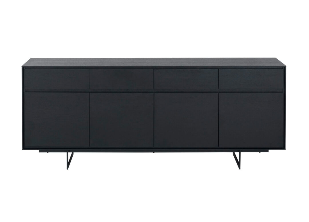 Buffet 4 portes aspect bois noir moderne