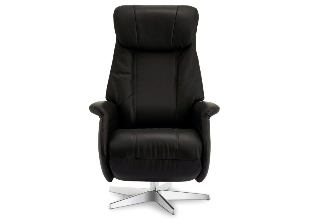 Fauteuil relax en cuir véritable noir inclinable électriquement