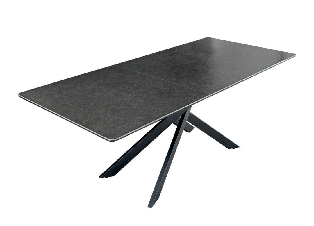 Table de repas rectangulaire en céramique extensible couleur anthracite