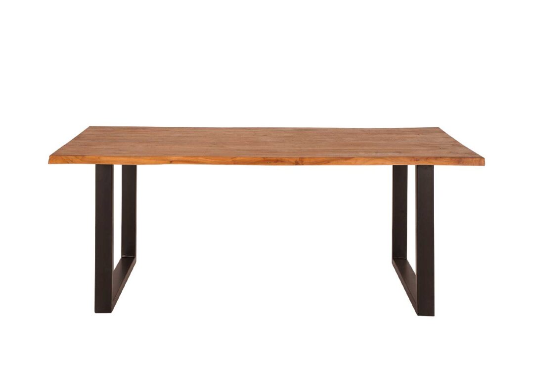 Table de repas en bois d'acacia massif avec bords ondulés